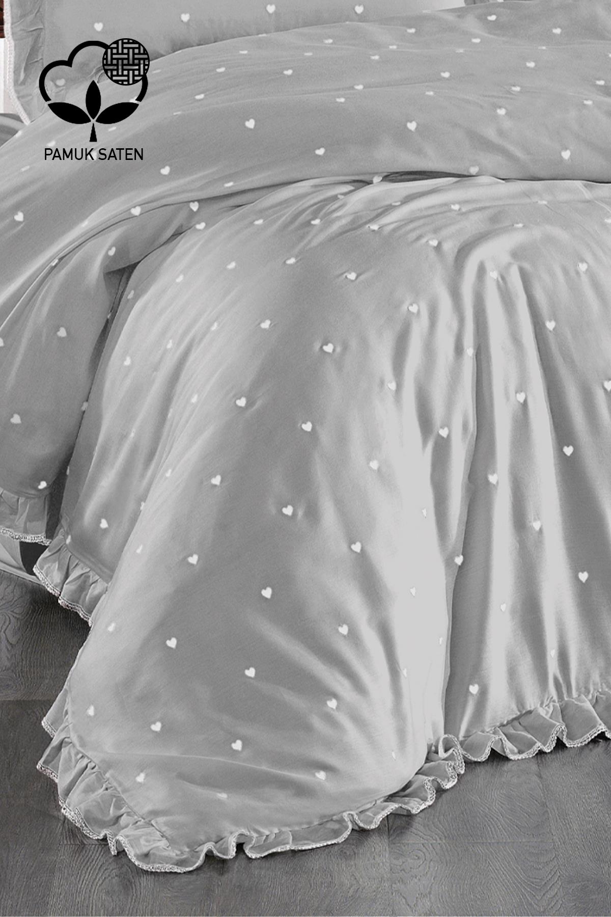 Amore Cotton Satin Double Heart Duvet Cover Set