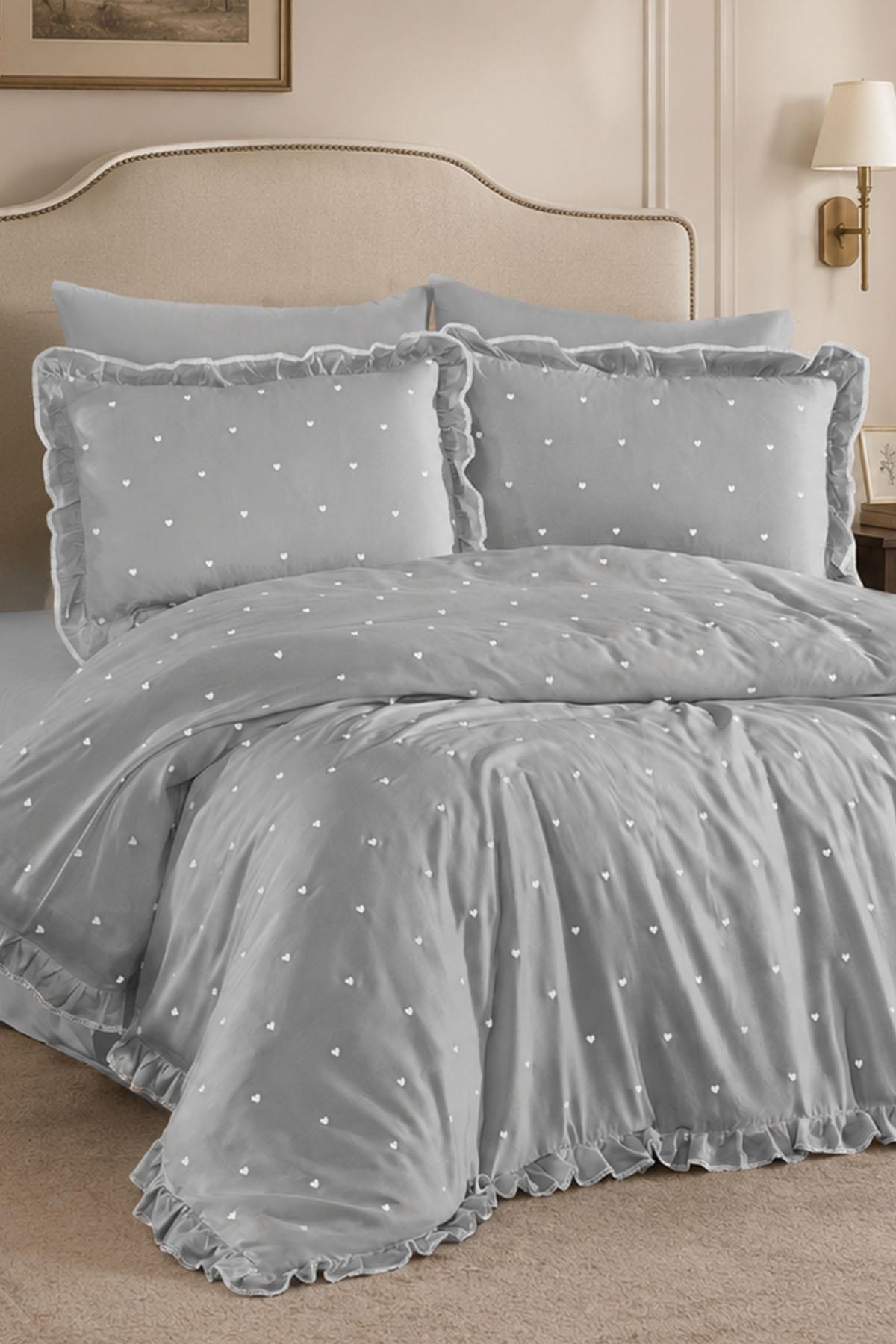 Amore Cotton Satin Double Heart Duvet Cover Set