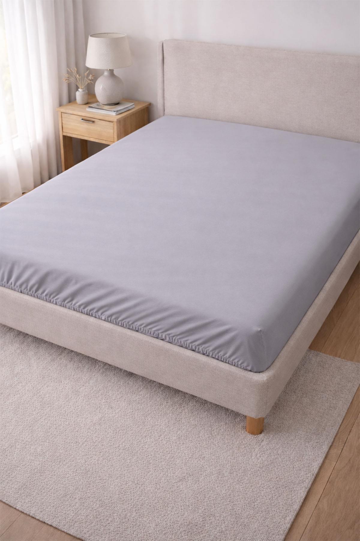 Sábana bajera ajustable de satén de algodón básico para cama de matrimonio (160 x 200 cm)
