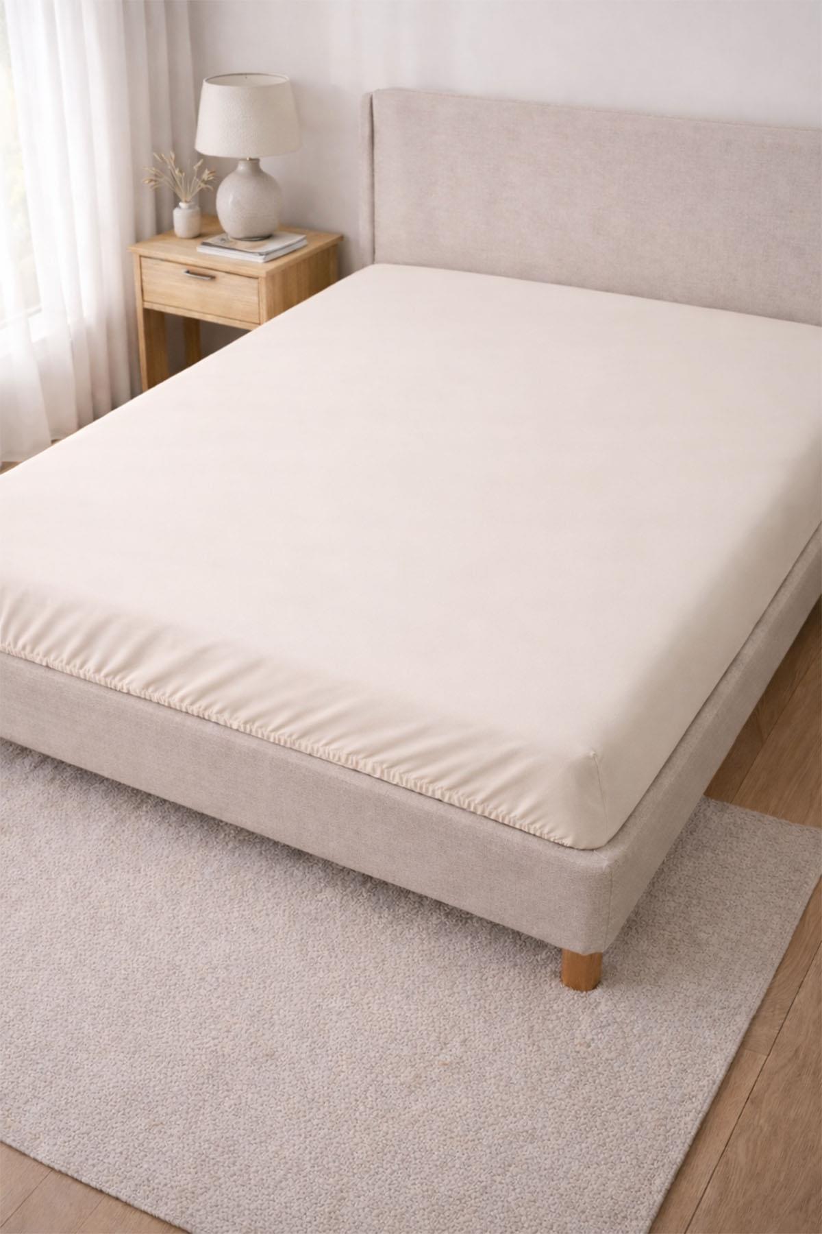 Sábana bajera ajustable de satén de algodón básico para cama de matrimonio (160 x 200 cm)