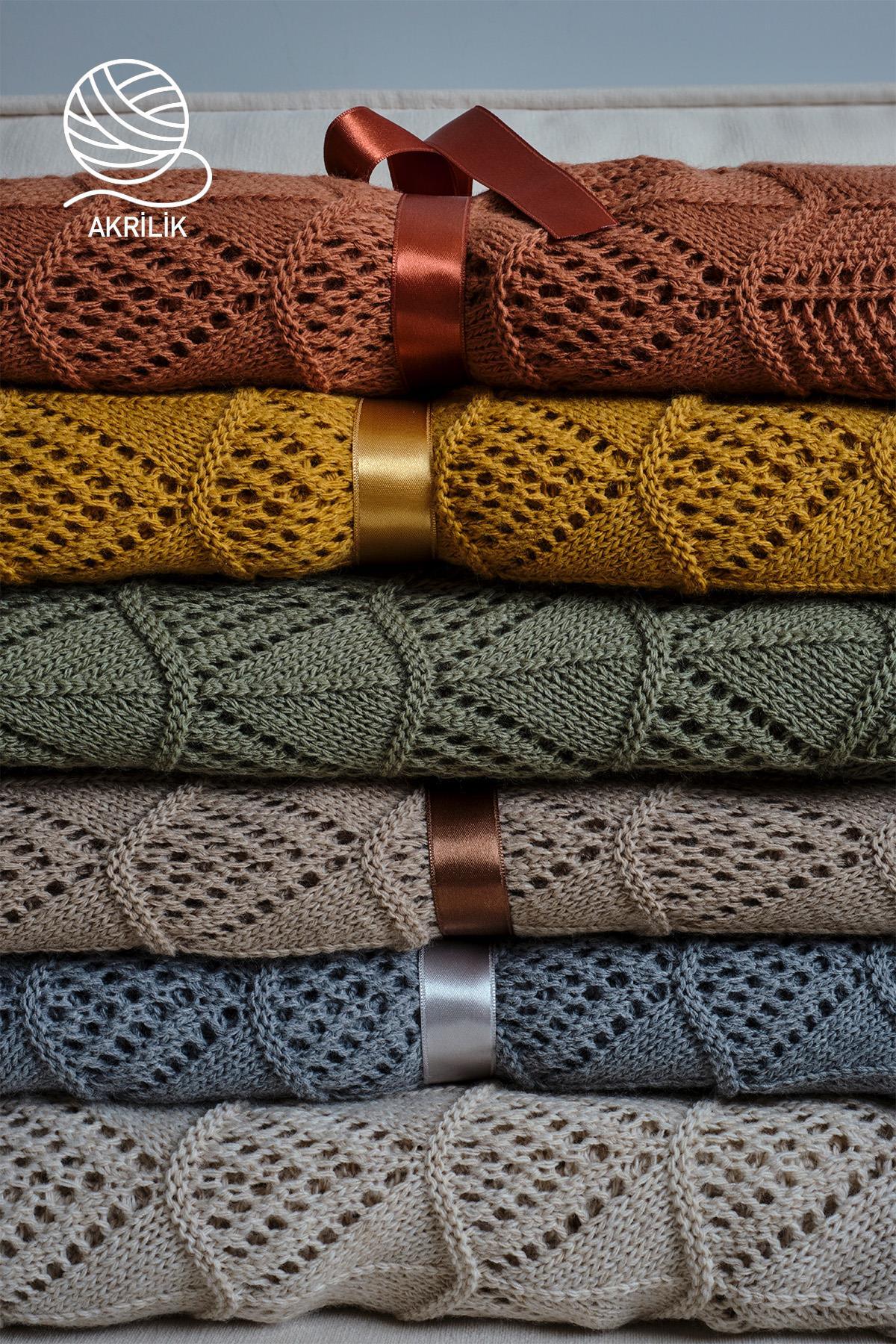 Mantas para TV tejidas en hilo acrílico con diseño de punto profundo, disponibles en varios colores