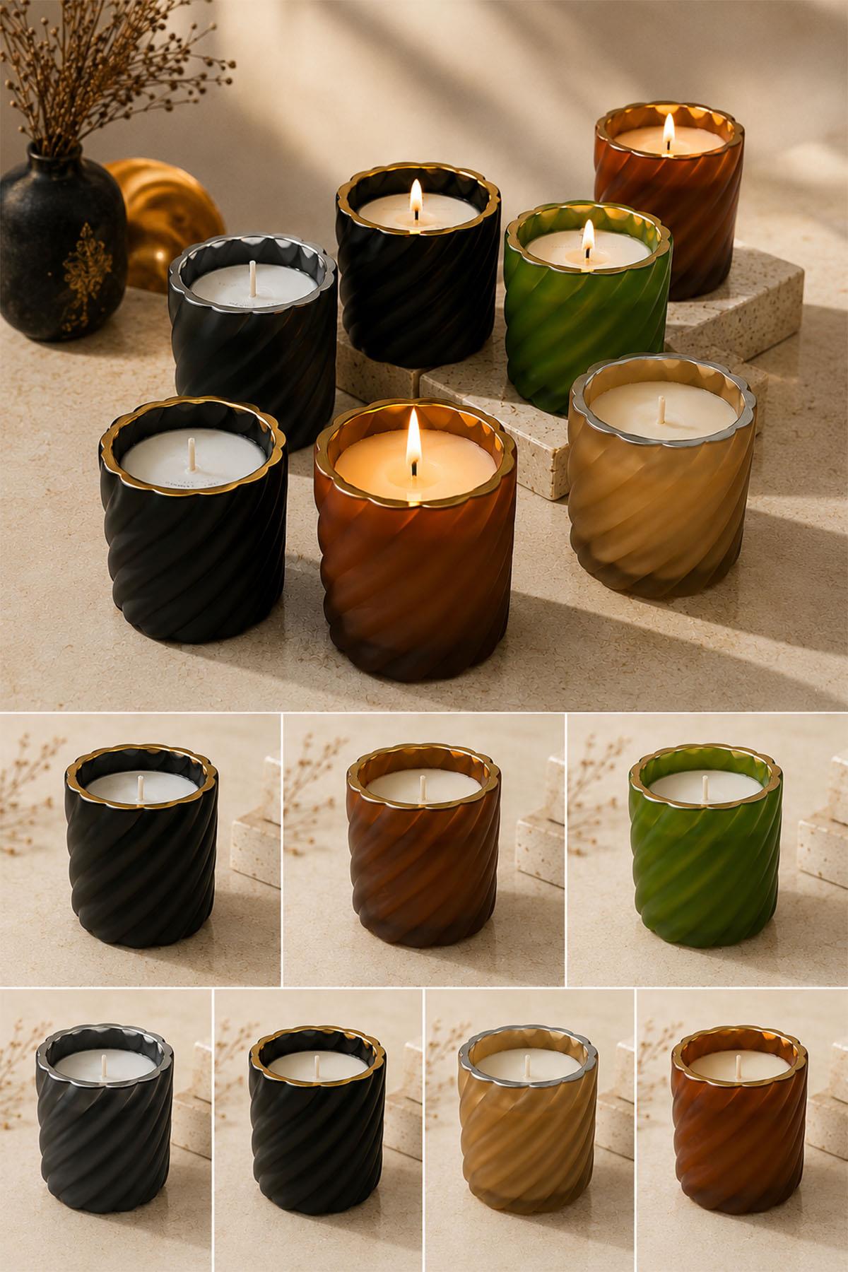 Forest Green-Gold Twist Candle (10 cm)