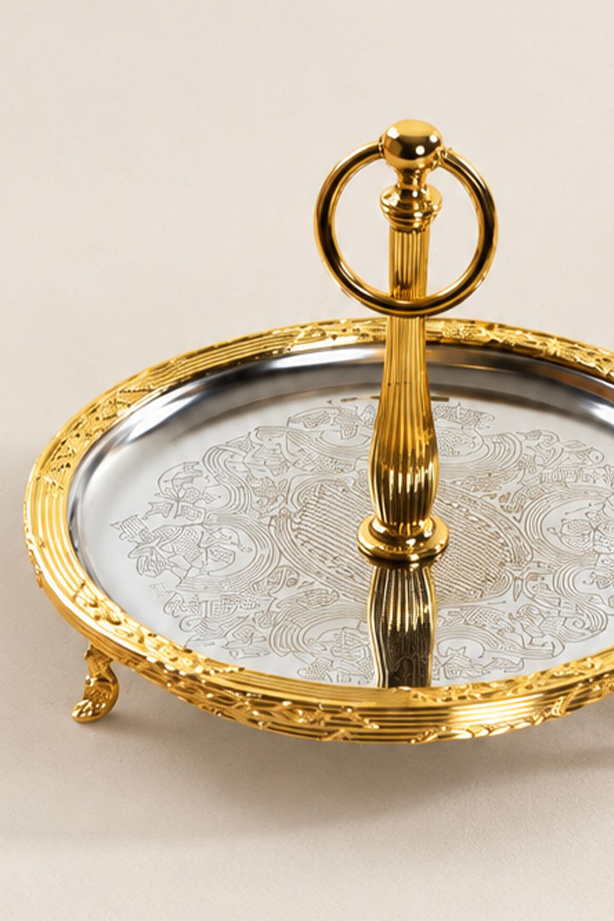 Bandeja de servir Kessa con asas con detalles dorados (19 cm)