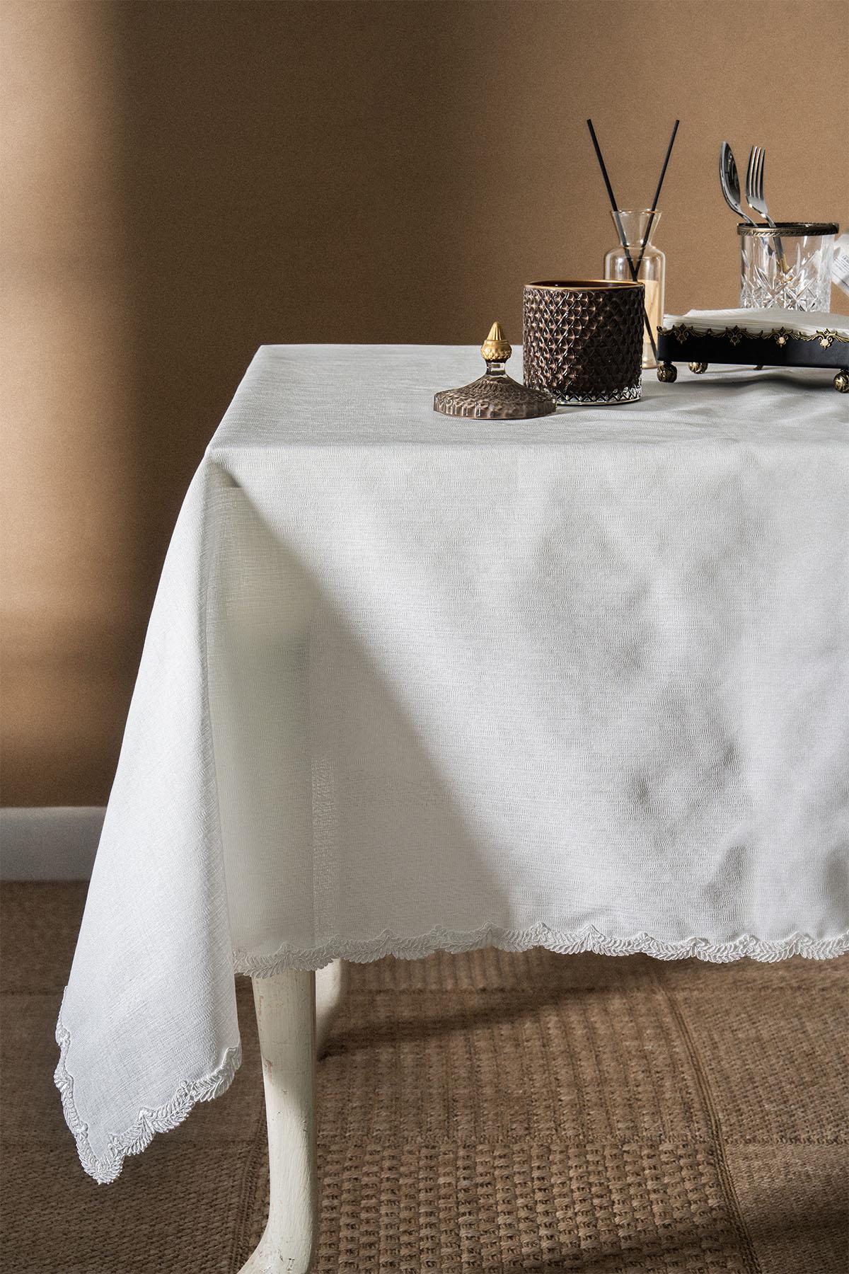 Mantel elegante bordado, resistente a las manchas y de fácil cuidado (160 x 260 cm)