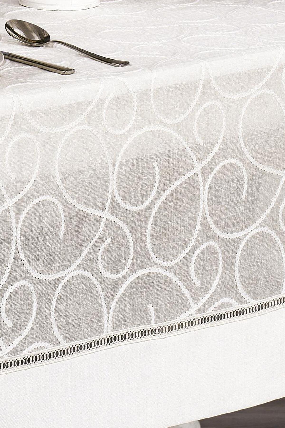 Mantel blanco con estampado antimanchas, 160x260 cm, para una mesa elegante