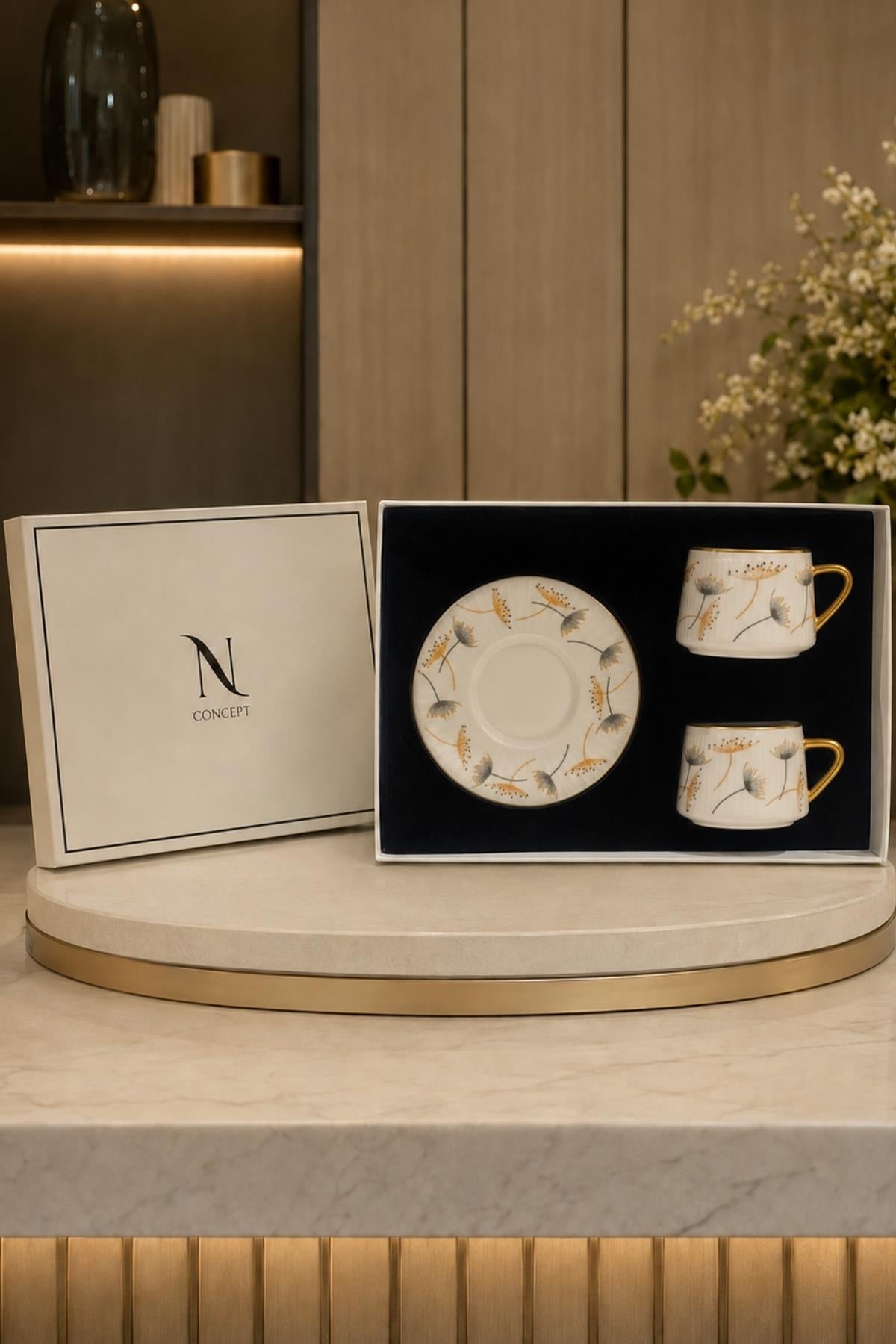 Golden Whisper 2-Piece Premium Coffee Cup Set
