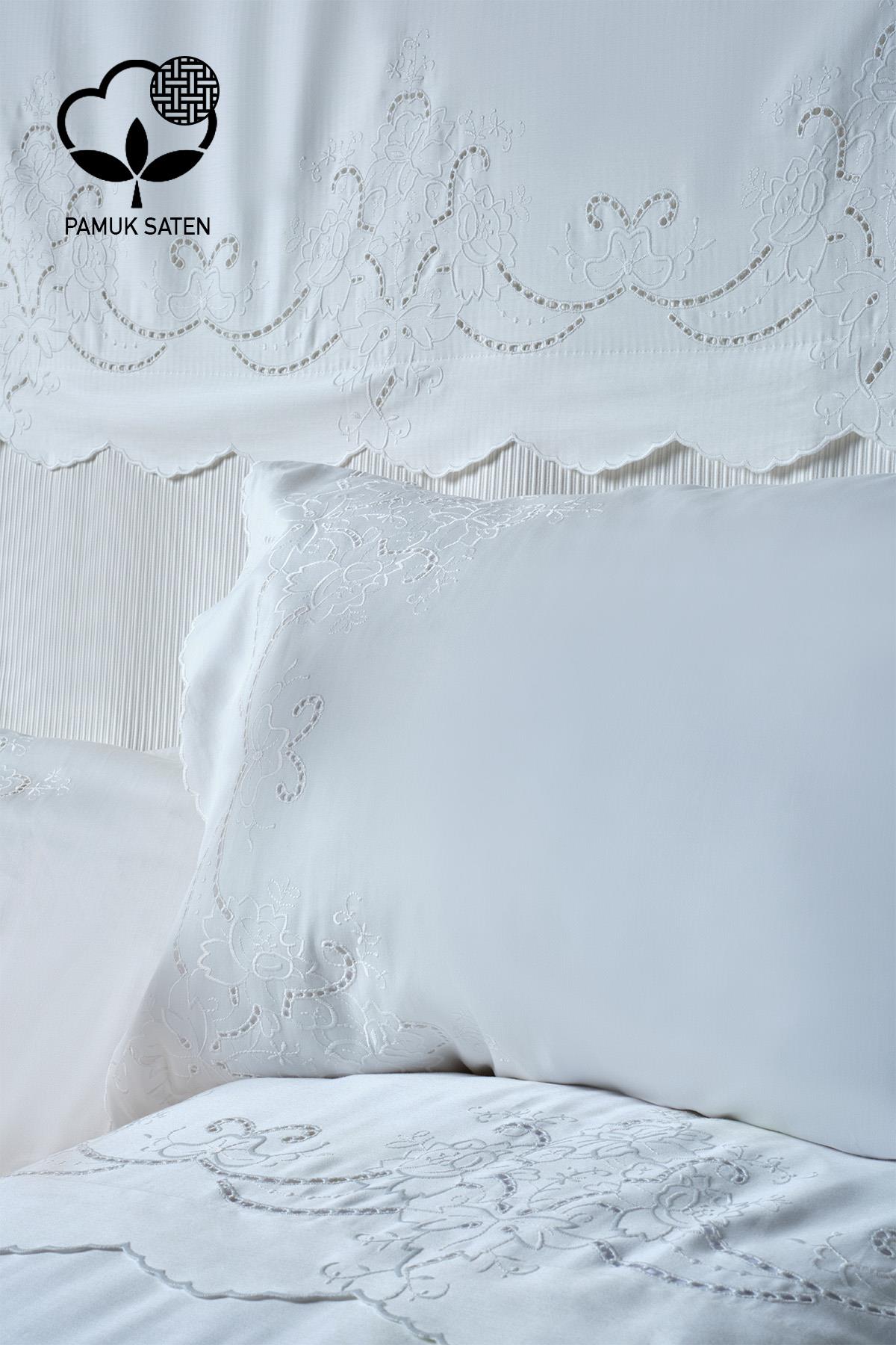 Juego de Sábanas y Colcha de 7 Piezas para Cama Matrimonial con Bordado Hanedan