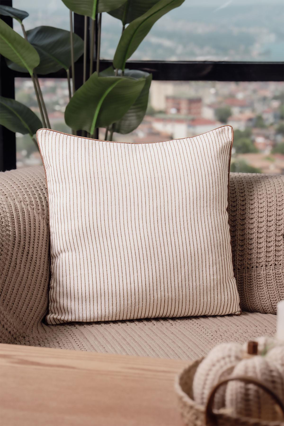 Loris Striped Pillow Cover with Piping Detail (45 x 45 cm)