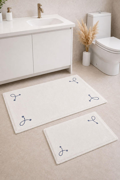 Juego de 2 alfombrillas con bordado Rom (60 x 100 cm)