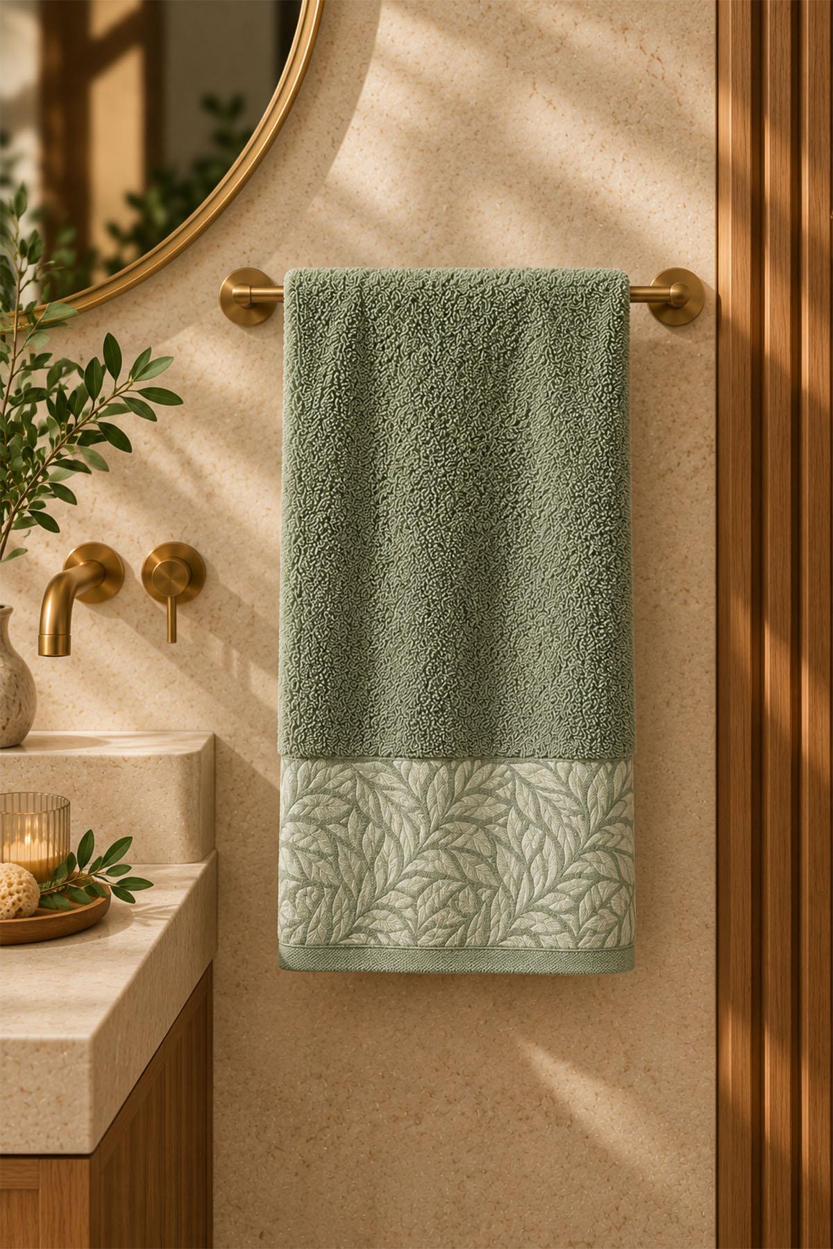 Sage Leaf Pattern Hand Towel (30 x 50 cm)