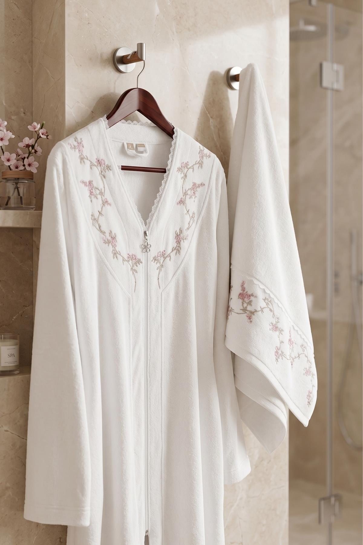 Set de albornoz para mujer Stella 100% algodón