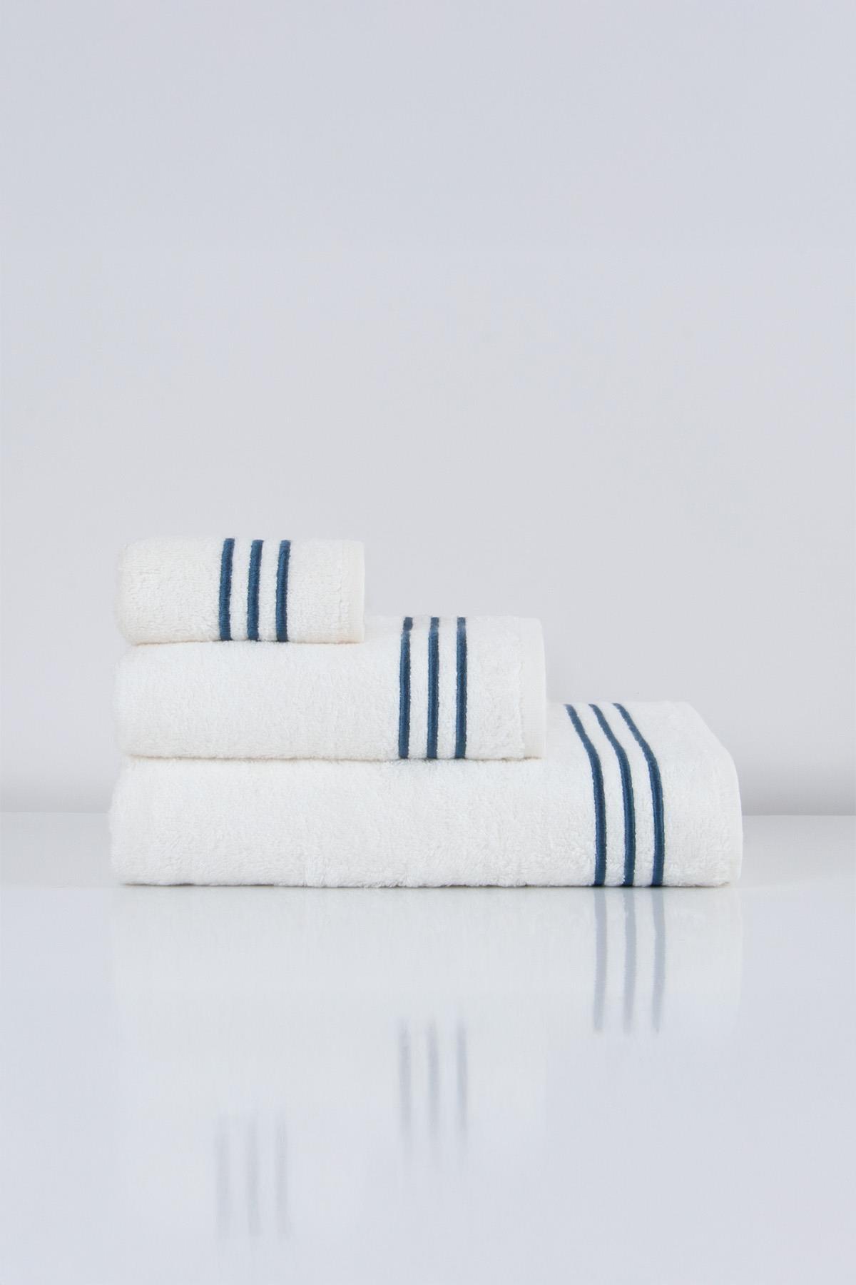 Zen Striped Embroidered Face Towel (50 x 90 cm) - Nazik Home - Value for My Home!