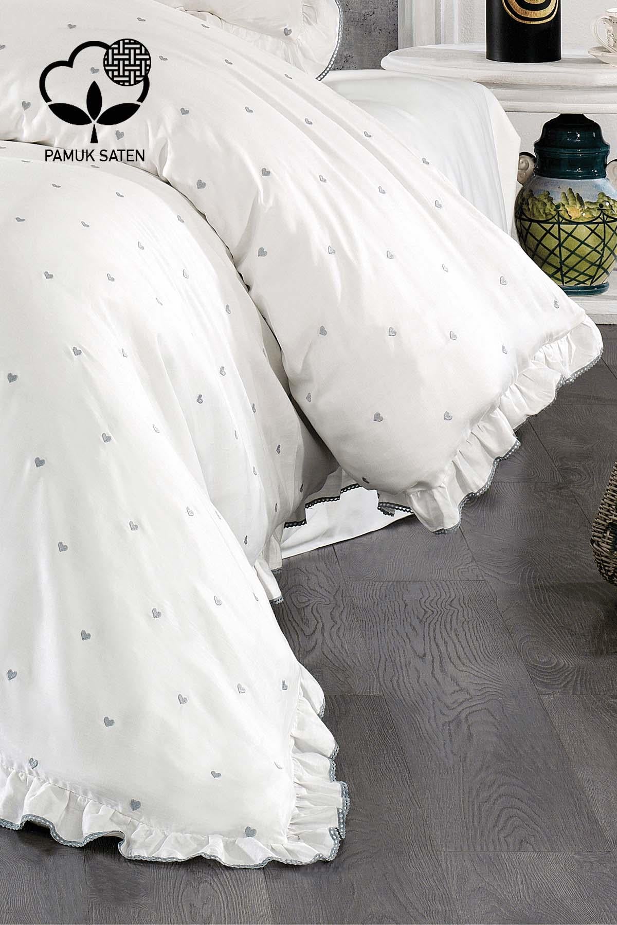 Amore Cotton Satin Double Heart Duvet Cover Set