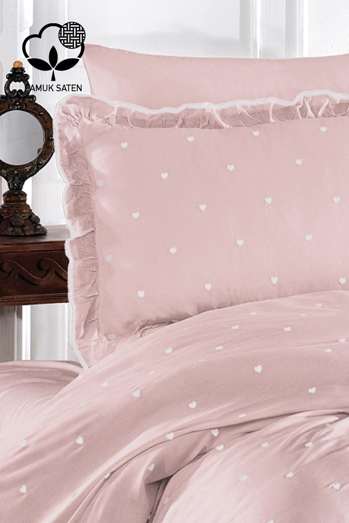 Amore Cotton Satin Double Heart Duvet Cover Set