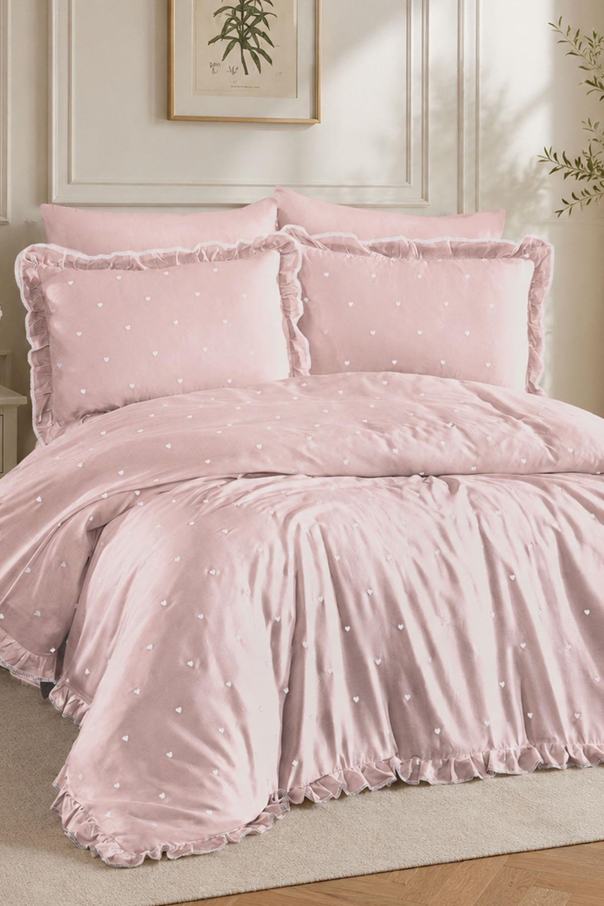 Amore Cotton Satin Double Heart Duvet Cover Set