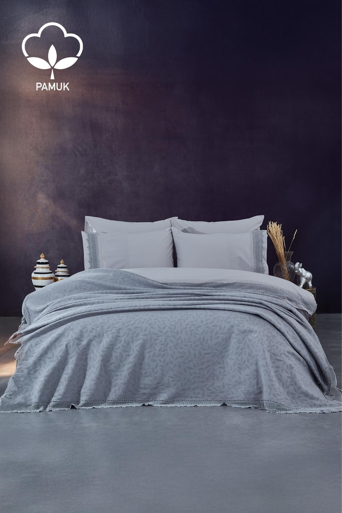 Set de Funda Nórdica y Colcha Cadiz de Encaje para Cama Matrimonial, 7 Piezas