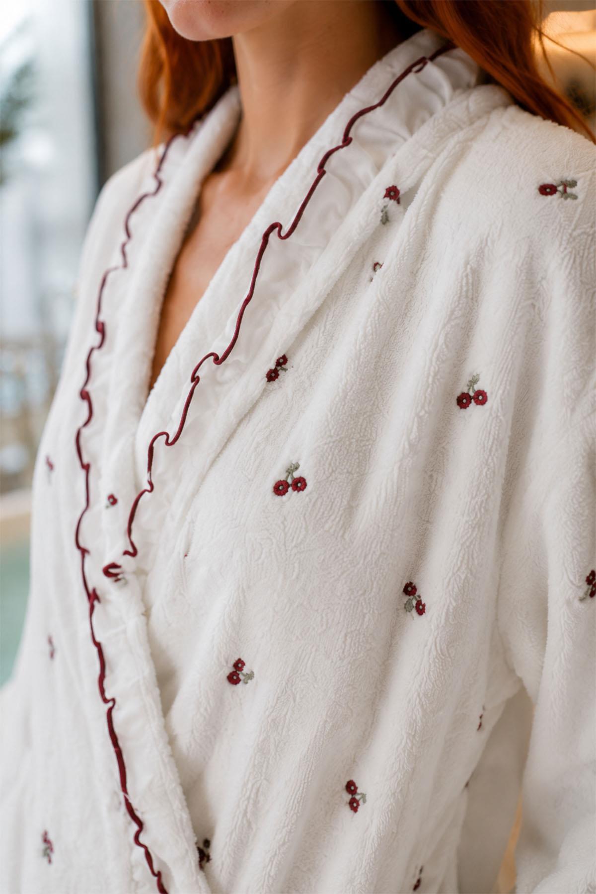 Conjunto de bata de baño de algodón Cherry para mujer