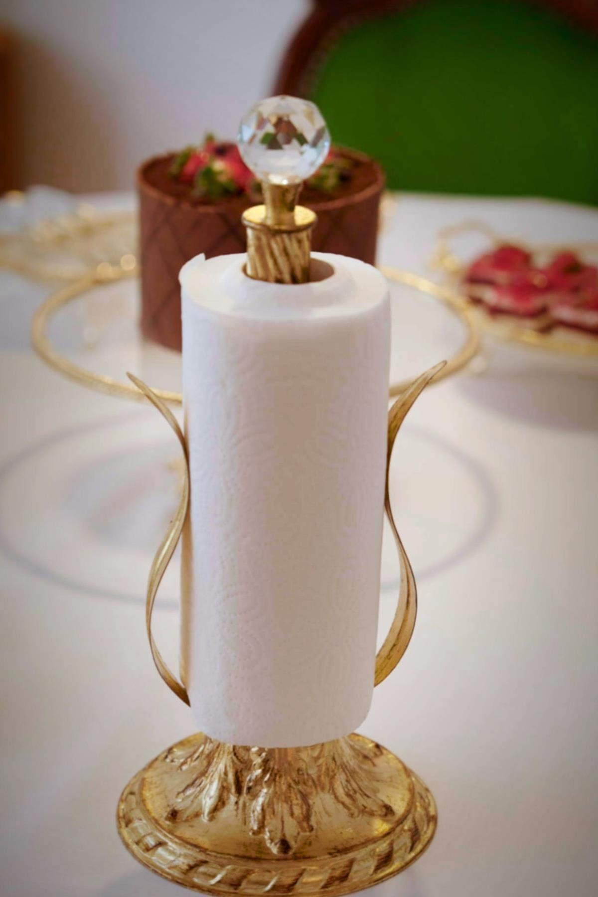 Portarrollos de papel con detalles de pan de oro Crystal - Nazik Home - ¡Dale valor a tu hogar!