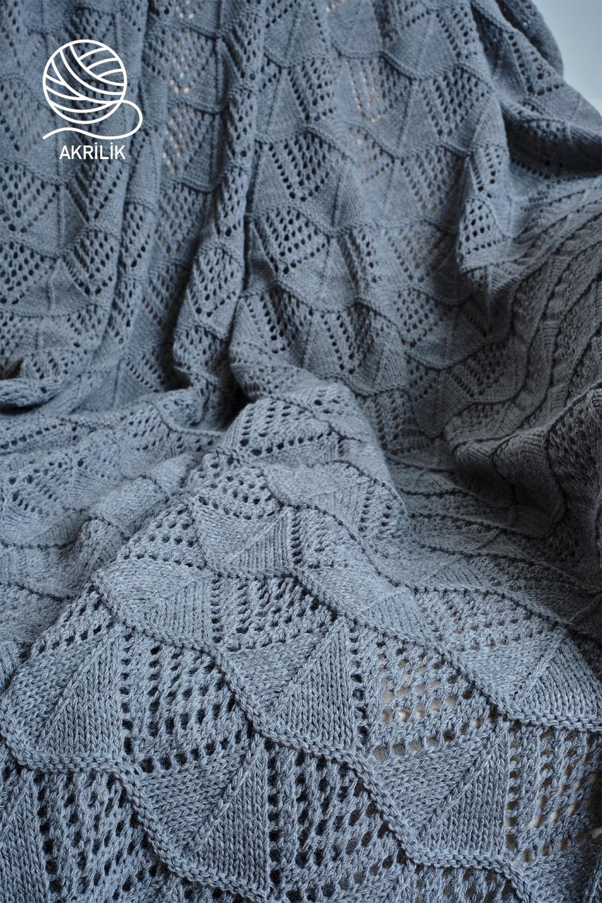 Manta para TV de acrílico gris con patrón de tejido profundo, textil para el hogar moderno y cómodo