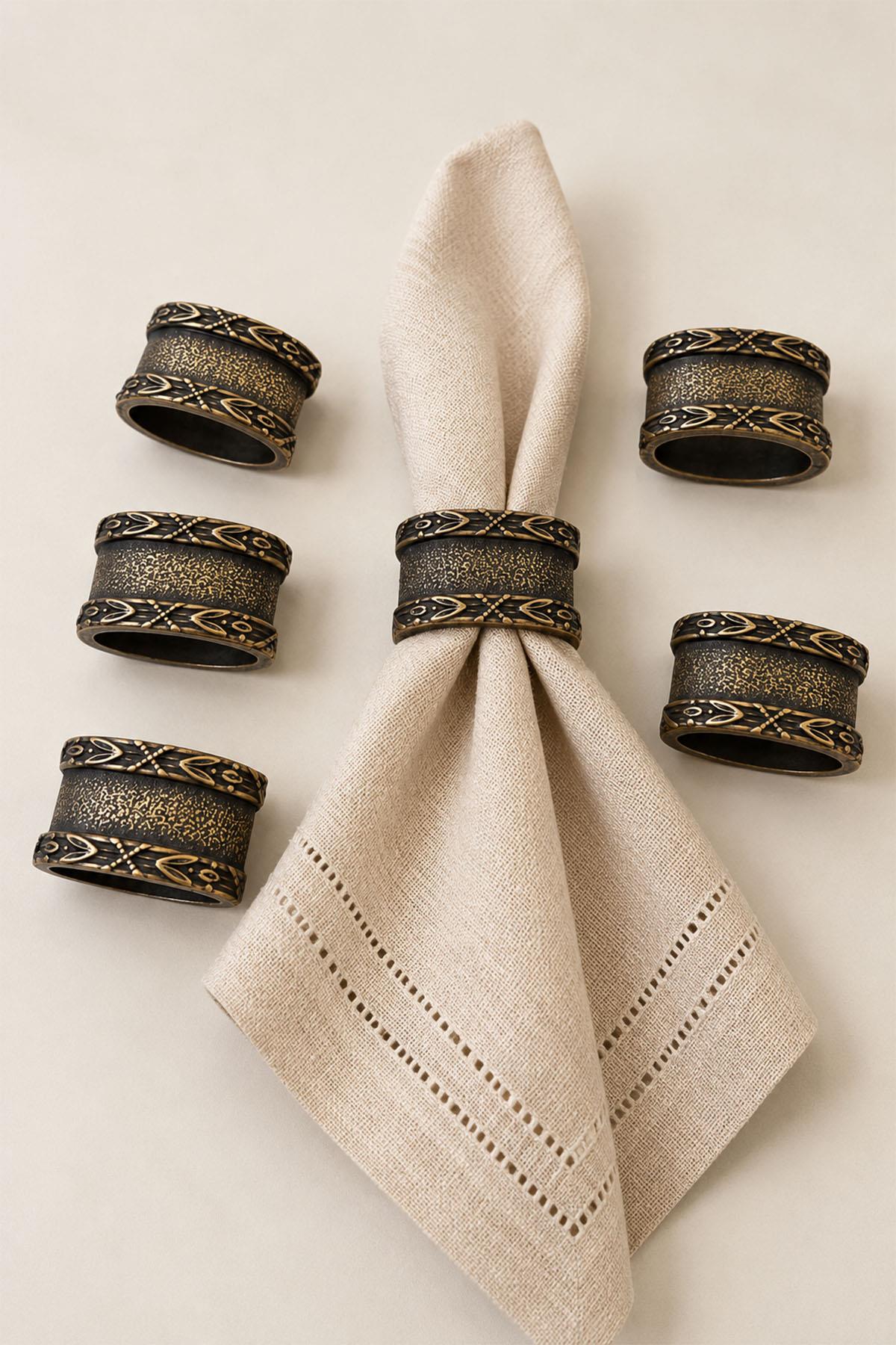 Sierra Vintage Detail Set of 6 Ring Napkin Holder