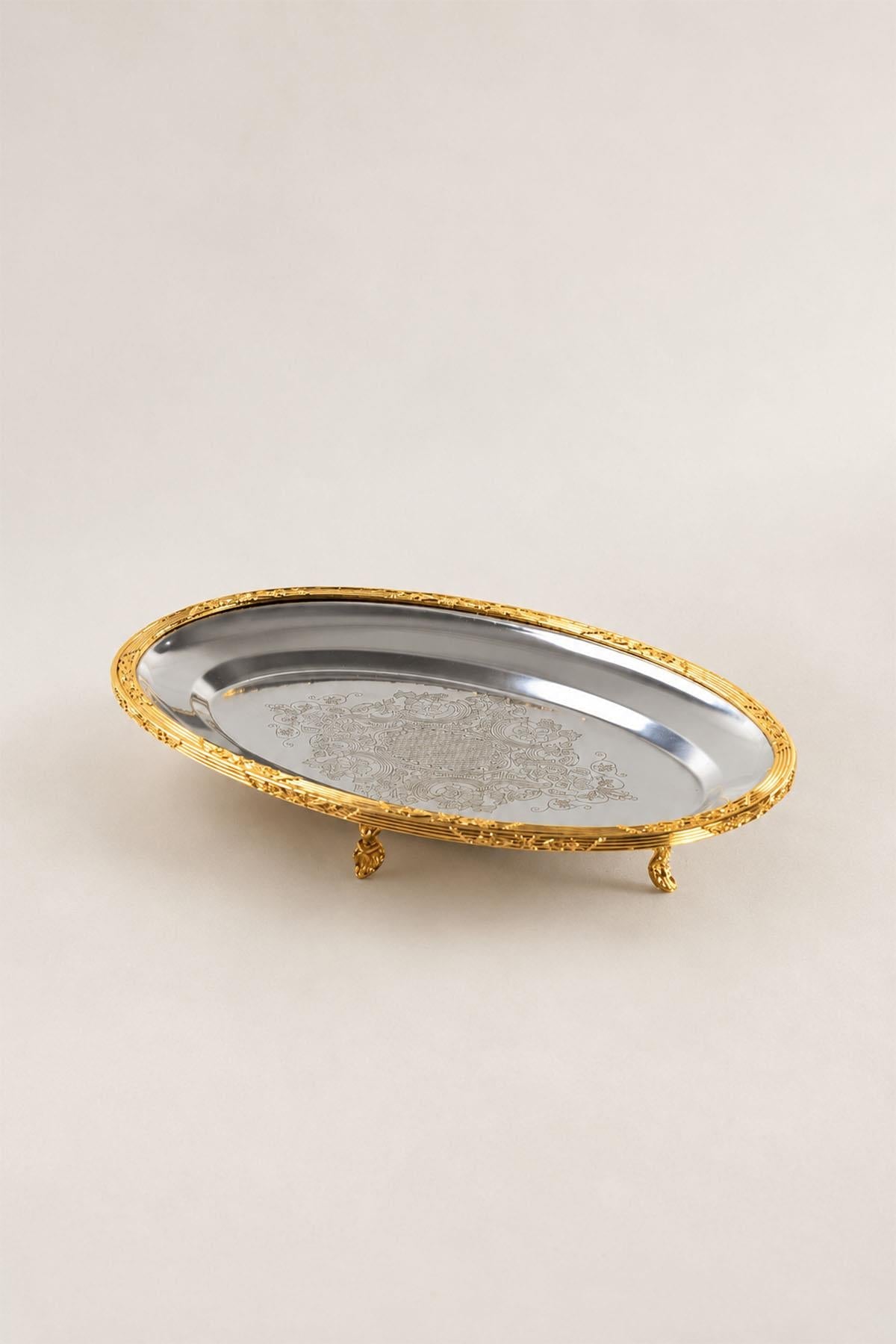 Bandeja ovalada Kessa Gold con detalles (35 cm)