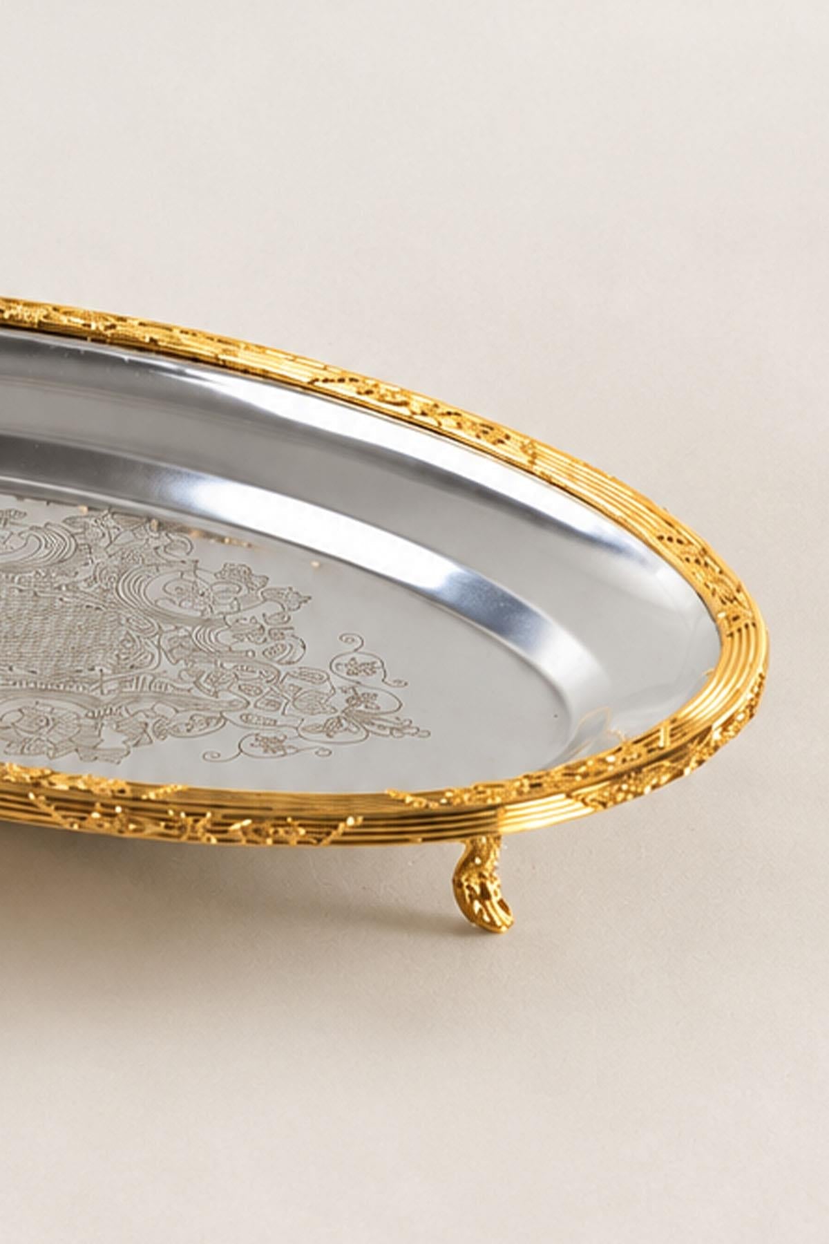 Bandeja ovalada Kessa Gold con detalles (35 cm)