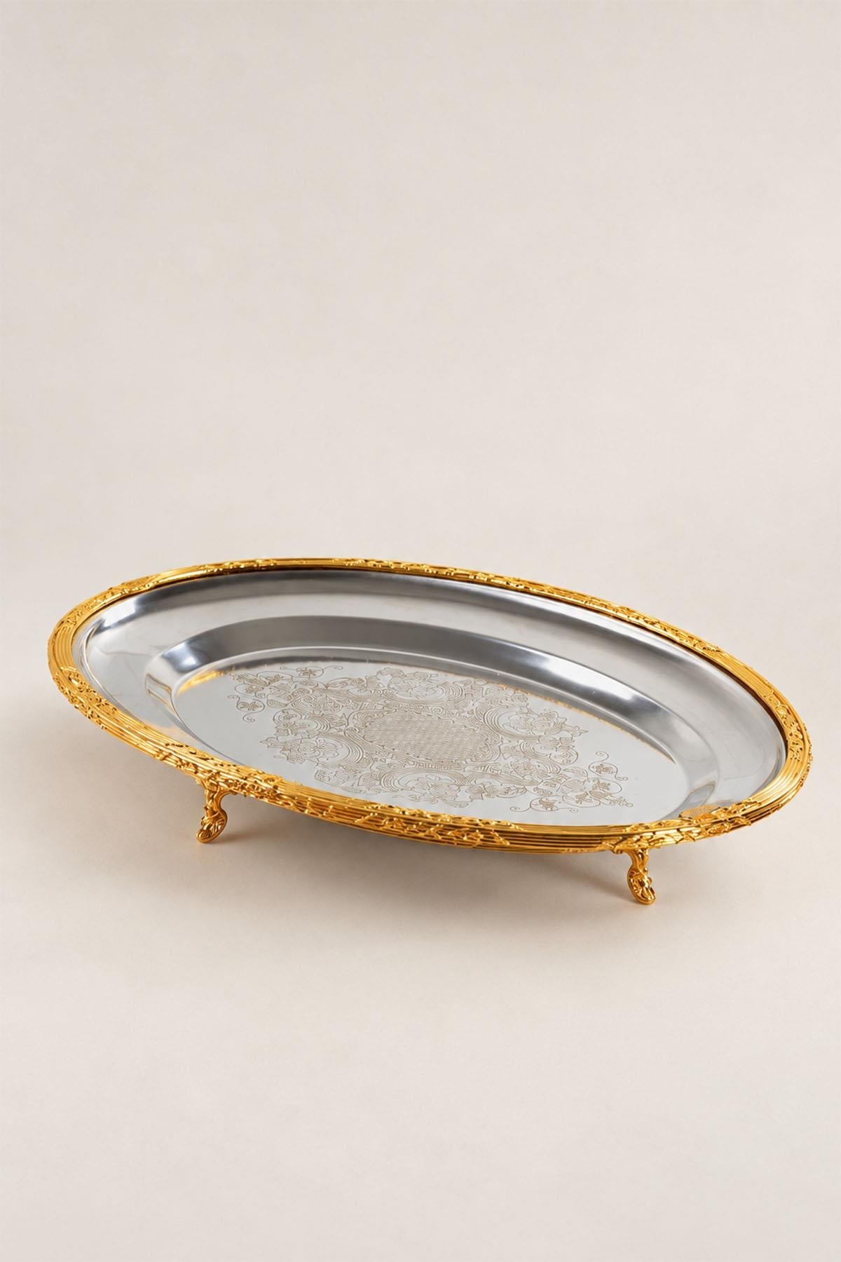Bandeja ovalada Kessa Gold con detalles (38 cm)