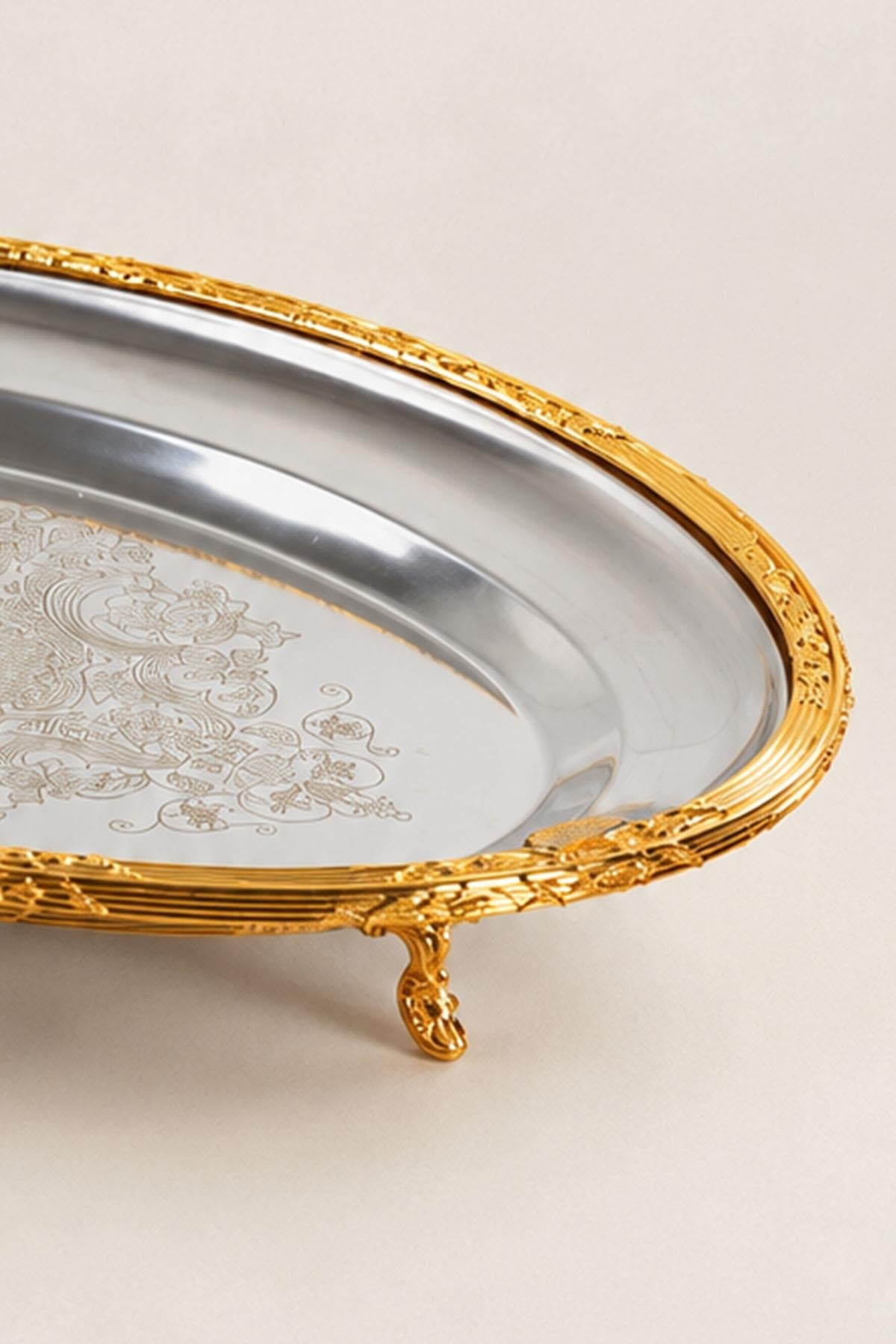 Bandeja ovalada Kessa Gold con detalles (38 cm)