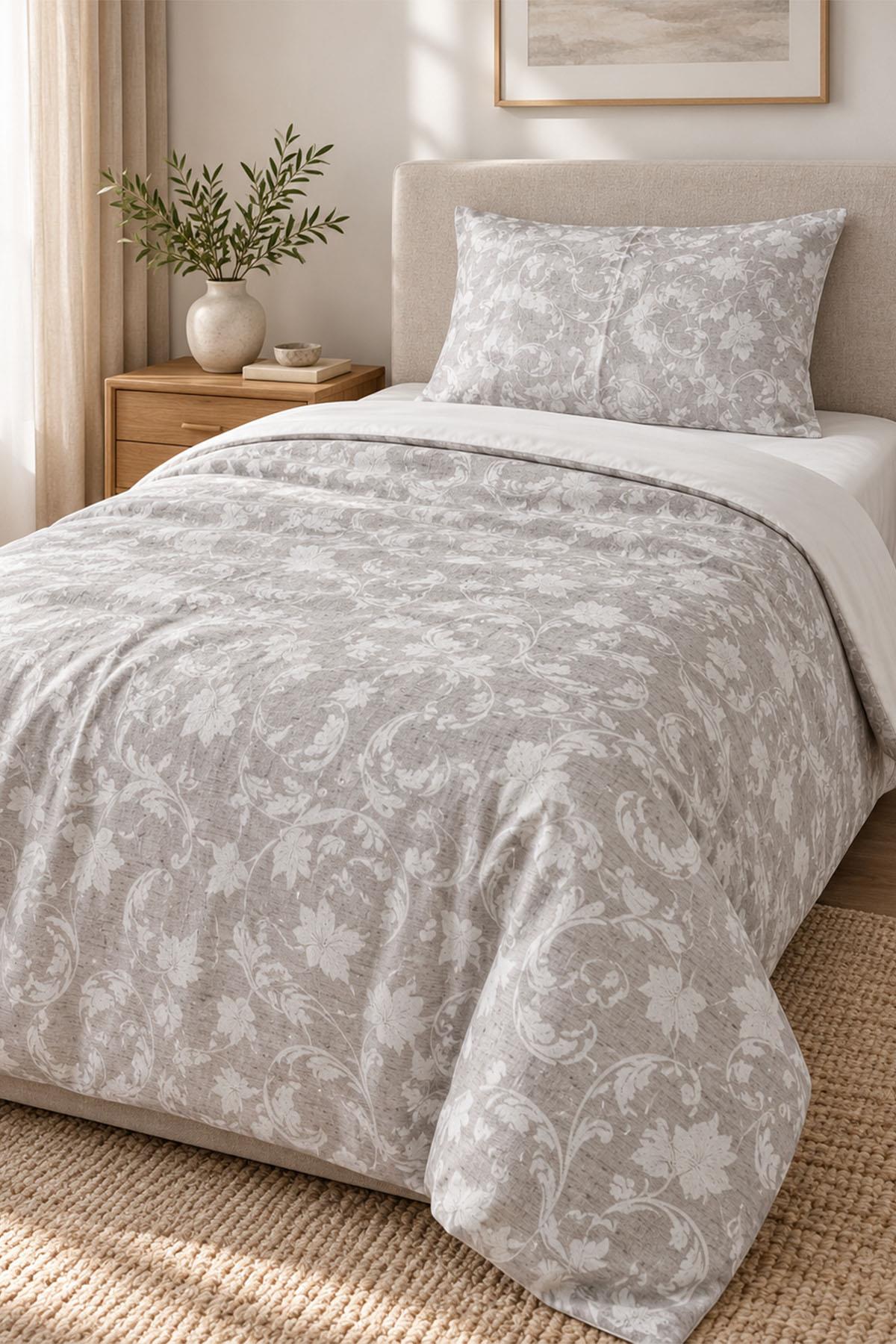 Ines Leaf Pattern 100% Cotton Single 3-Piece Duvet Cover Set