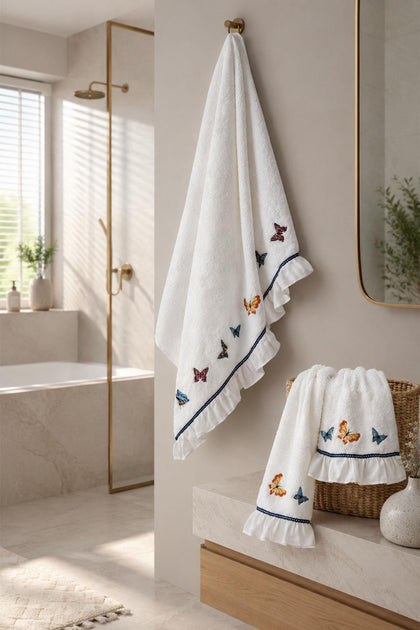 Laura Butterfly Embroidered Hand Towel (30 x 50 cm)