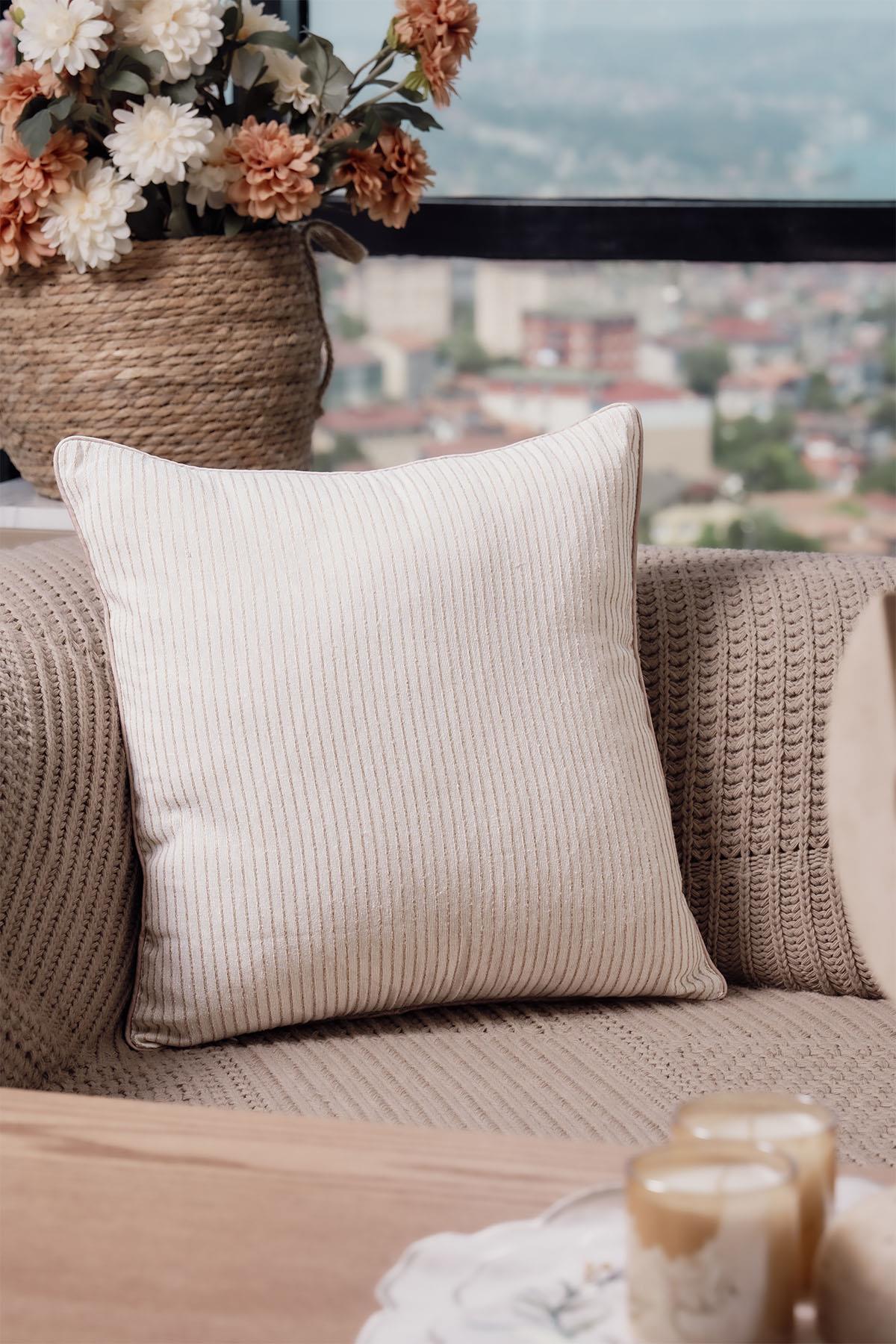 Loris Striped Pillow Cover with Piping Detail (45 x 45 cm)