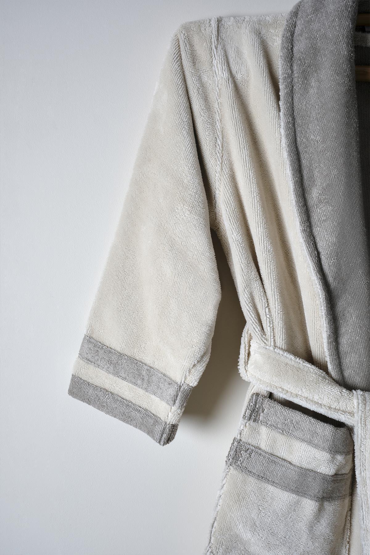 Set de albornoz para hombre en color crema y gris, 100% algodón, albornoz de baño con textura suave