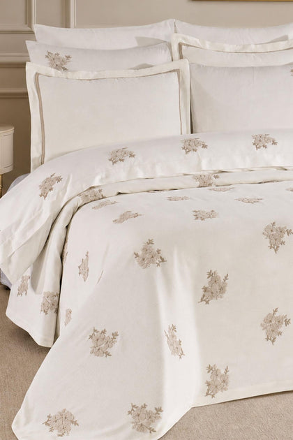 Set de Funda Nórdica y Colcha Nella con Estampado Floral para Cama Matrimonial, 9 Piezas