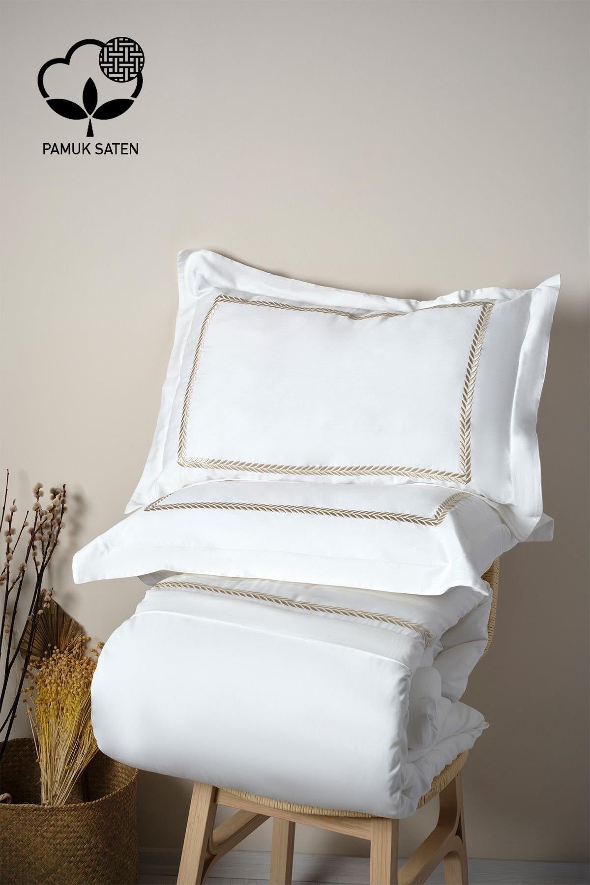 Olimpos Embroidered Cotton Satin Super King Size 6-Piece Duvet Cover Set