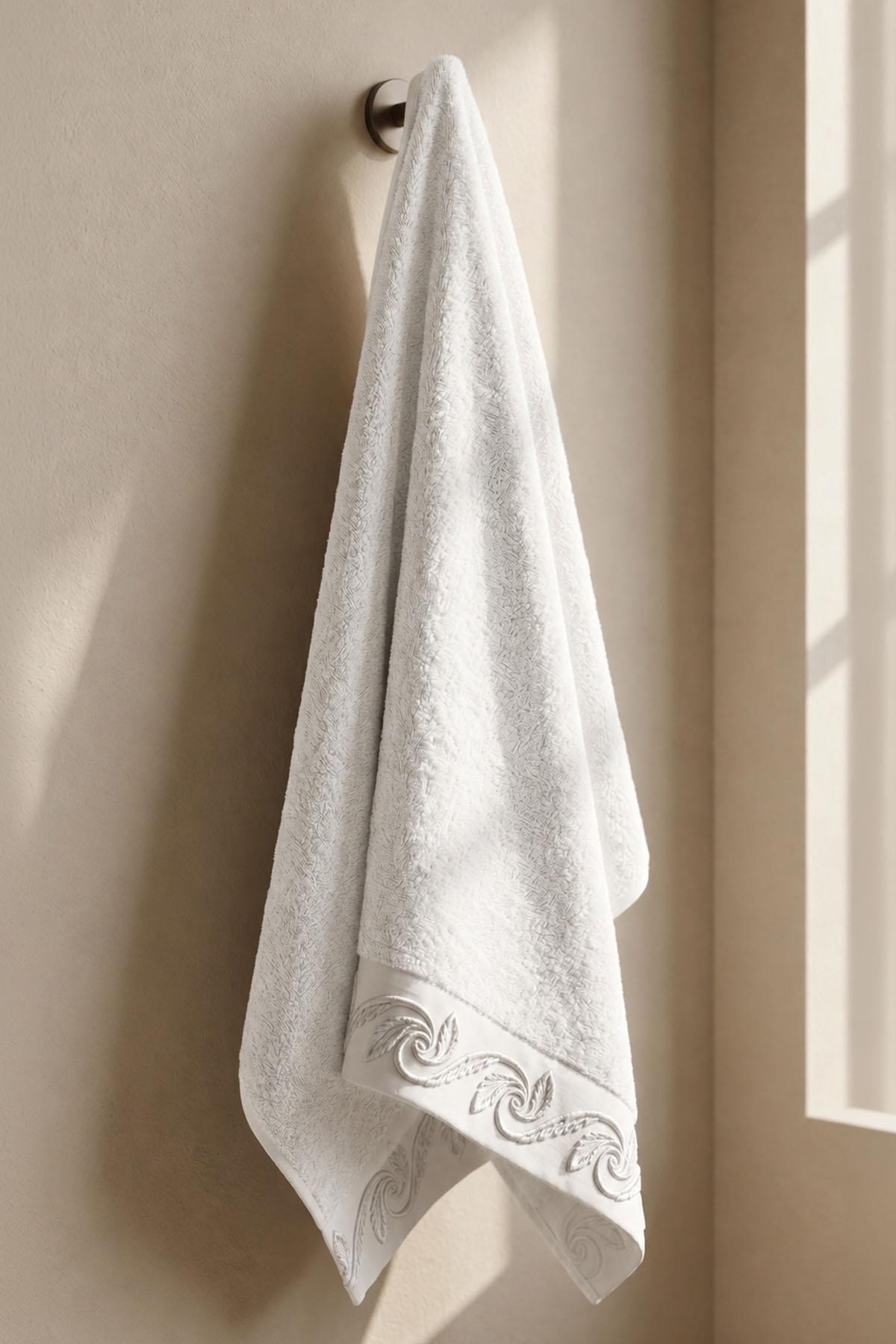 Latina Burgu Leaf Embroidered Hand Towel (30 x 50 cm)