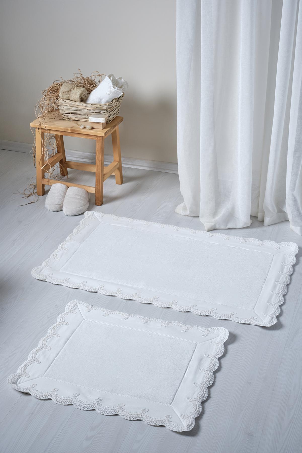 Juego de 2 alfombrillas con bordado Ramos (60 x 100 cm)