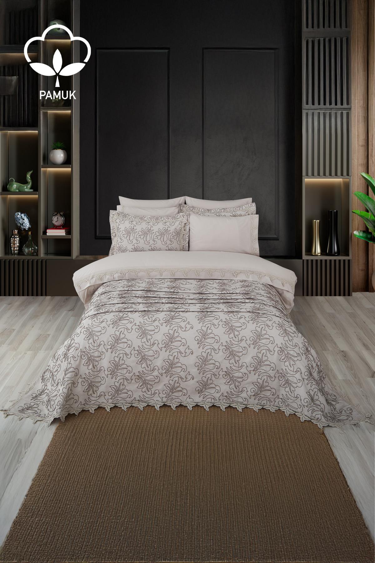 Juego de ropa de cama y colcha Ribera de 9 piezas para cama doble - Nazik Home - ¡Dale valor a tu hogar!