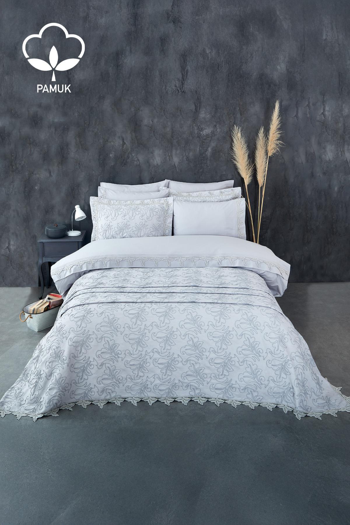 Juego de ropa de cama y colcha Ribera de 9 piezas para cama doble - Nazik Home - ¡Dale valor a tu hogar!