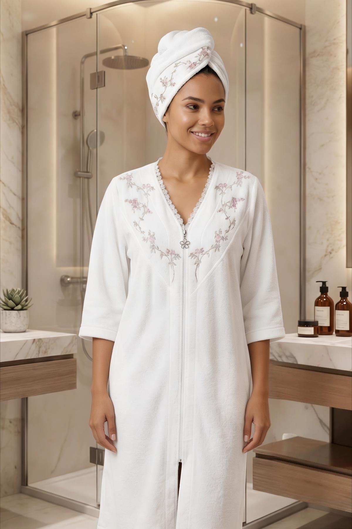 Set de albornoz para mujer Stella 100% algodón